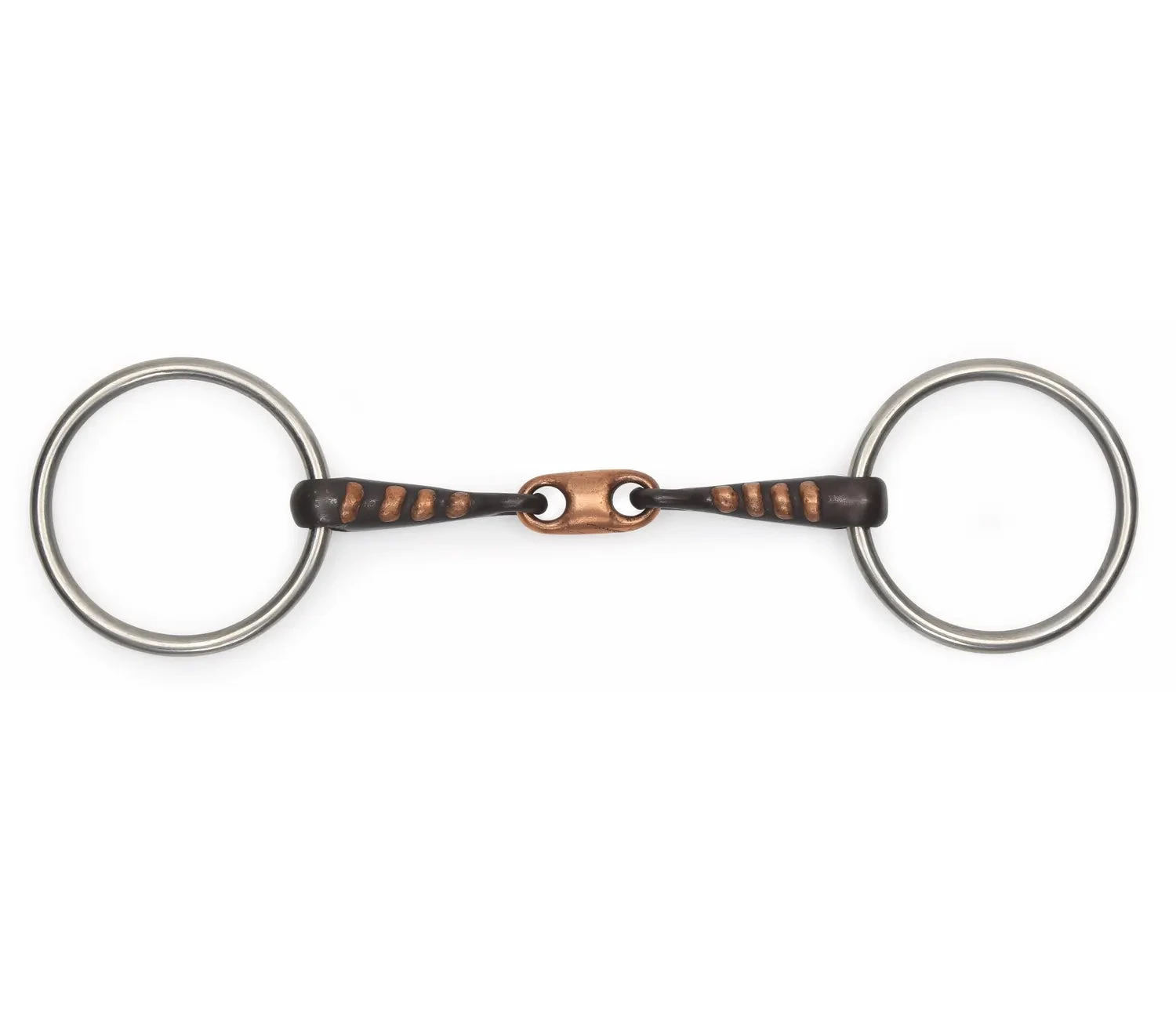 Shires Copper Lozenge Sweet Iron Snaffle With Raised Rib Bit 1 Shires Copper Lozenge Sweet Iron Snaffle With Raised Rib Bit