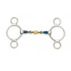 Blue Steel 2-Ring Gag With Loose Brass Roller Disks