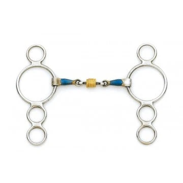 Blue Steel 3-Ring Gag With Loose Brass Roller Disks 1 Blue Steel 3-Ring Gag With Loose Brass Roller Disks