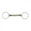 Blue Steel Double Jointed Mouth Loose Ring With Brass Rollers