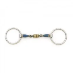 Blue Steel Double Jointed Mouth Loose Ring With Brass Rollers